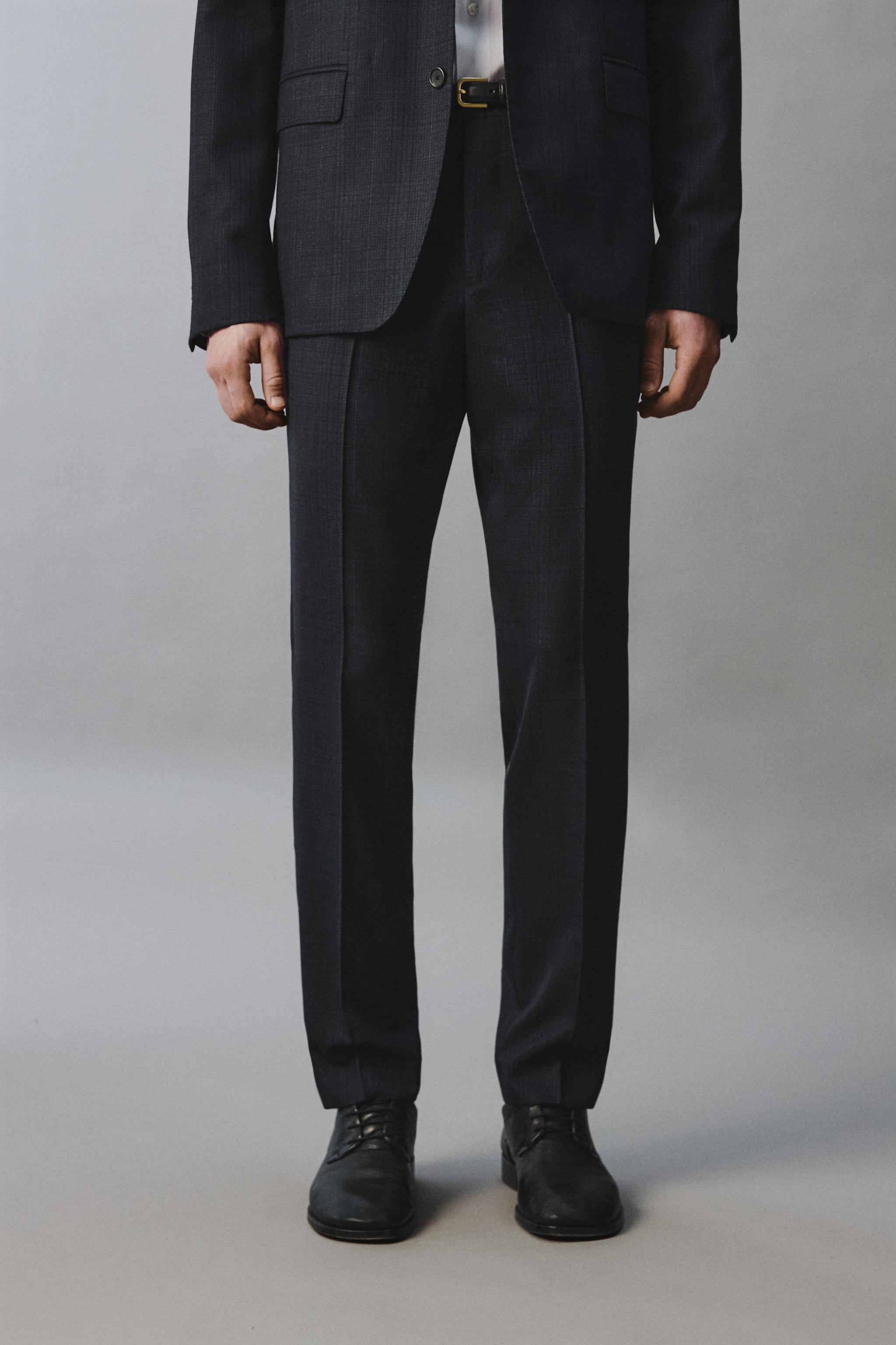 PANTALON DE COSTUME À CARREAUX 100% LAINE